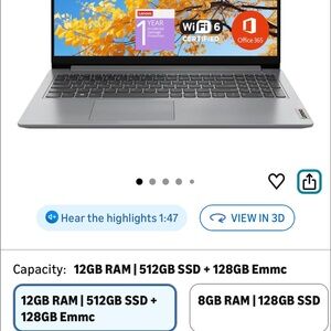Lenovo Gray Laptop with 12GB RAM and 512GB SSD